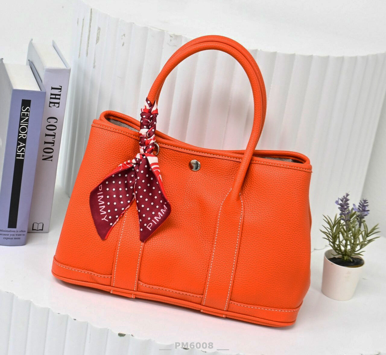 PM-6008 สีส้ม ราคาส่ง450ปลีก550บาท กระเป๋าสะพายวัสดุ Premium PU Leather ไซซ์31ซม.